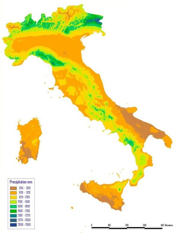 What are the rainiest months in Italy?